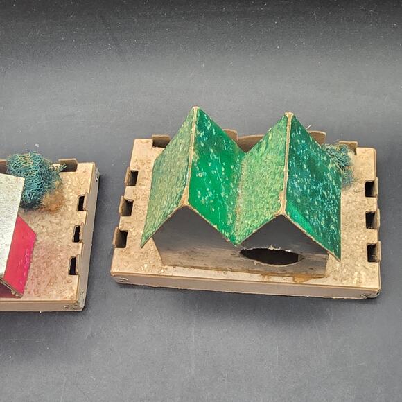 Vintage Paper Putz Houses Set of 4 Glitter Mica Christmas Village - Picture 10 of 11